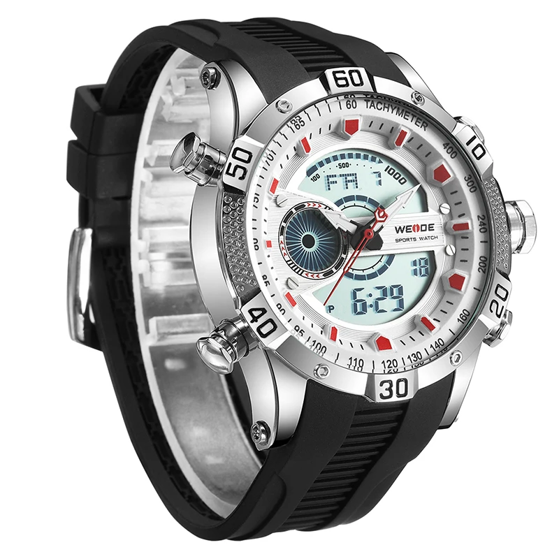 WEIDE мужские цифровые спортивные часы двойной дисплей Автоматическая Дата