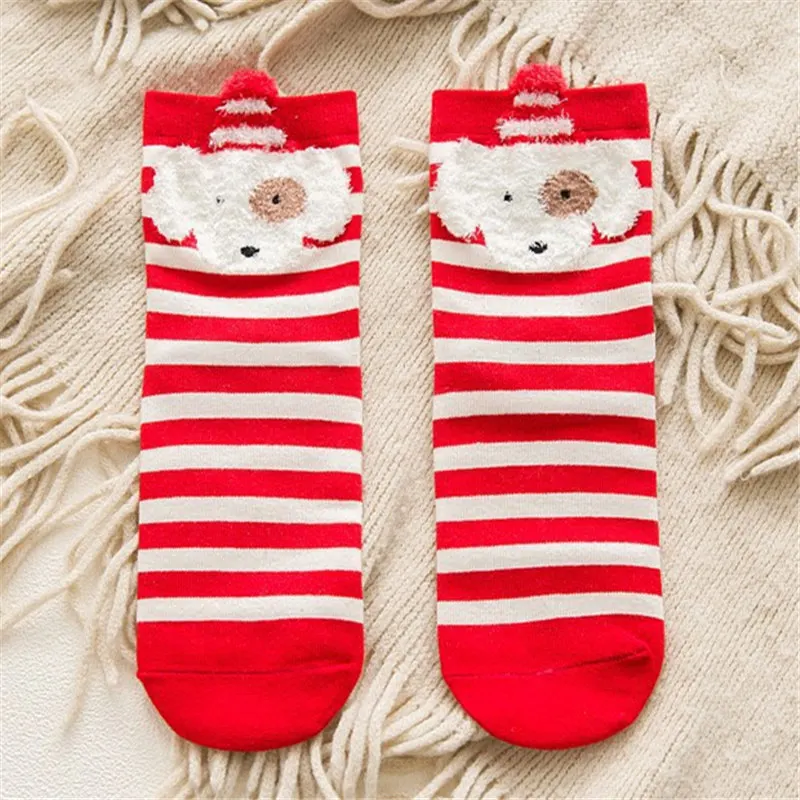Red Stripes Dog 1 пара женских носков повседневные зимние рождественские носки с оленем Давида хлопковые теплые женские носки с героями мультфильмов Рождественский подарок Прямая поставка - Цвет: Red Stripes Dog