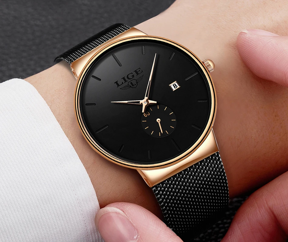 2019 новые мужские часы LIGE повседневные модные подарочные мужские бизнес часы водонепроницаемые кварцевые часы полностью стальные часы Relogio