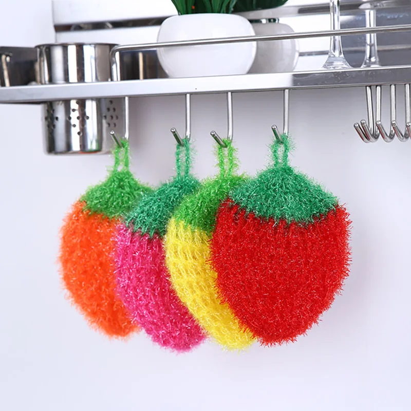 Cute Strawberry Bowl Pan Dish Sponge Fruit Scouring Dish Cloth Home Kitchen Cleaning Tool Soft Non-scratch Scrubber Towel kitchen towel cleaning cloth dish cleaning cloth dish cloth towel cleaning cloth microfiber dish cloth scrub pads cleaning sponges