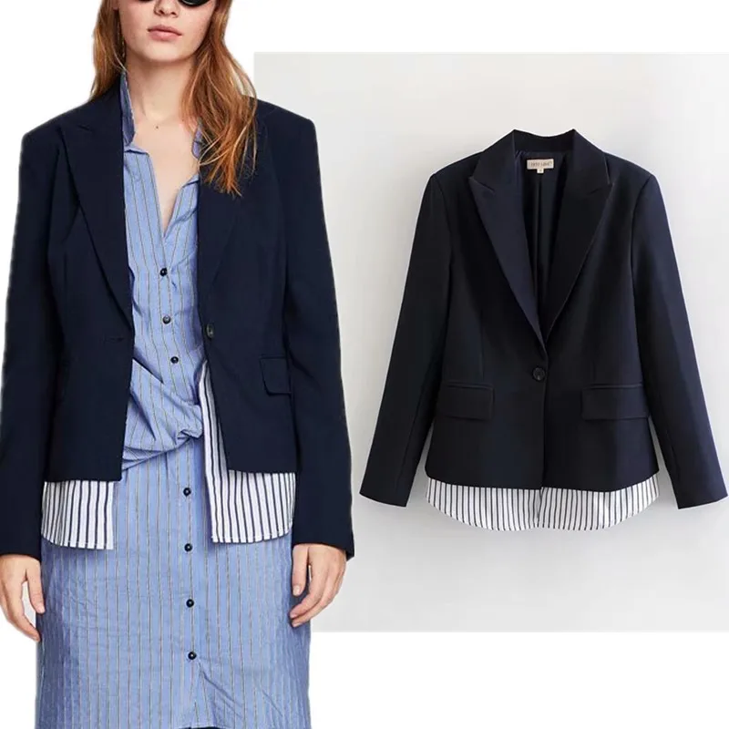 

Summer New Style Europe And America WOMEN'S Dress-Style Joint Solid Color Casual Loose-Fit Suit Jacket W1932