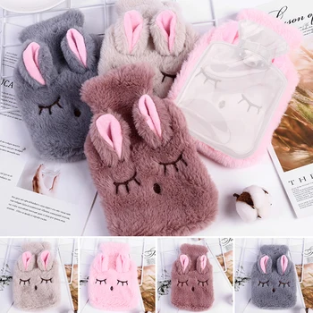 

Winter Cartoon Rabbit Hot Water Bottle PVC Stress Pain Relief Therapy Hot Water Bag With Knitted Soft Cozy Cover Hand Warmer 1pc