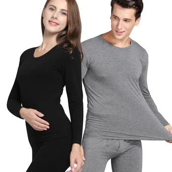 

Autumn and Winter Underwear Men Women Thermal Underwear Set Stretch Men's Autumn Clothes Couple Solid Color Round Neck Sweater