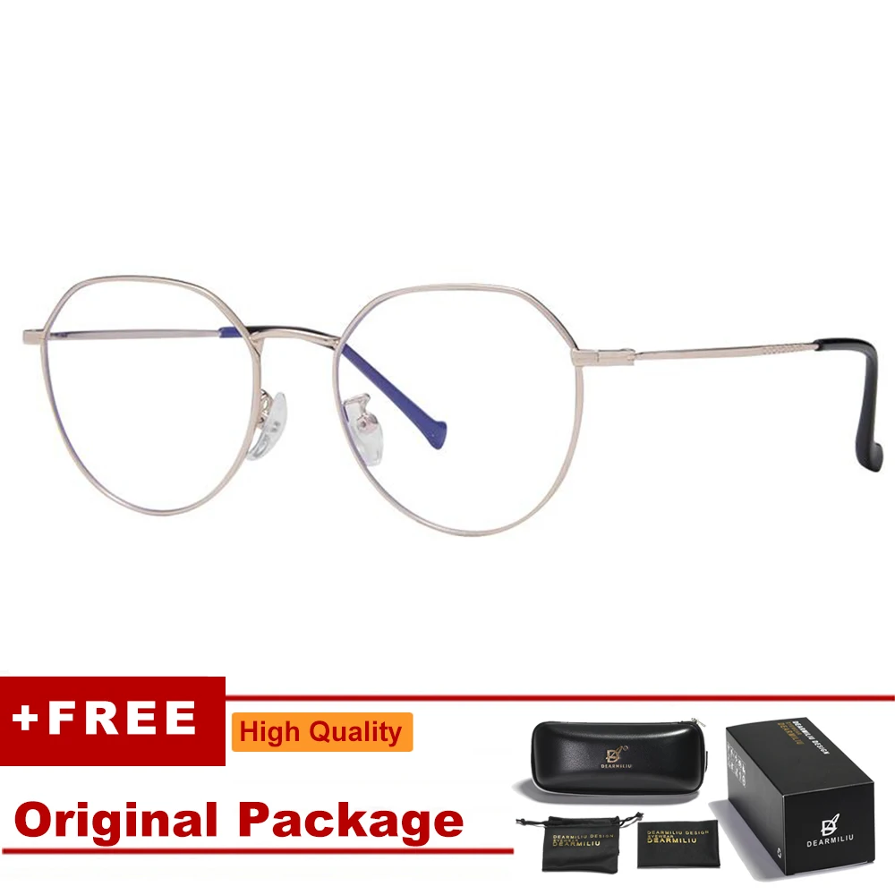 DEARMILIU Round Rose Gold Frame Anti Blue Light Blocking Glasses led Reading Radiation-resistant Glasses Computer Gaming Eyewear - Цвет оправы: Rose Gold