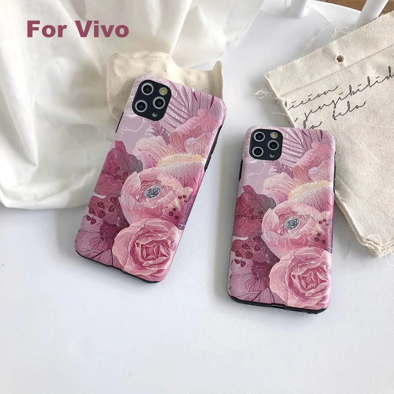 Роскошный модный 3D Шелковый чехол для телефона Vivo X27 X23 X21, Гибкий Силиконовый противоударный Винтажный чехол с цветами X20 X9 X9S