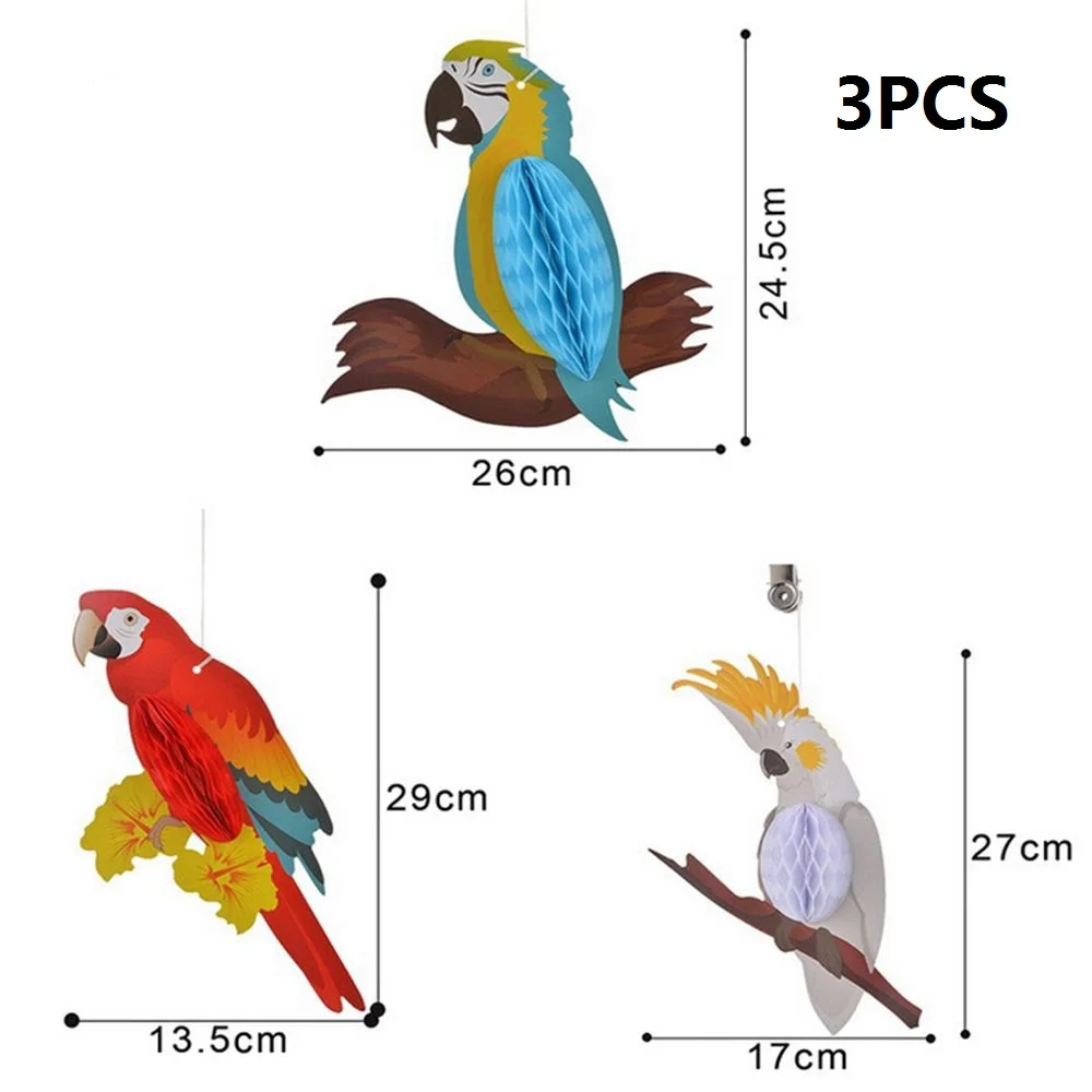 3 шт./компл. висит тропических Украшенные птичками вечерние украшения попугай Вафельная Ткань Hawaii для домашней вечеринки на день рождения поставки детского дня рождения - Цвет: 3pcs