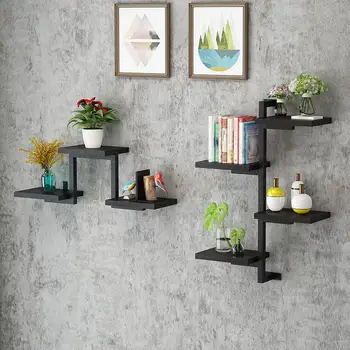 

Wall Shelf Flower Rack Wall-mounted Kitchen Wall Shelf Rack Living Room Wall Partition Creative Word Board