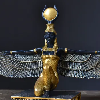 

Ancient Egypt God Isis Goddess Wedjat Eye Statue Resin Crafts Eye of Horus Art Sculpture Home Modern Simple Figurine Retail BOX