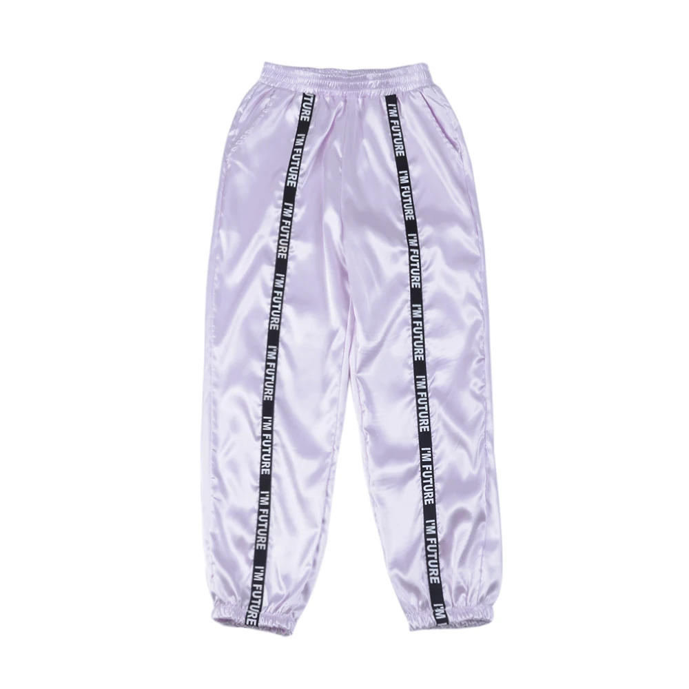 Sfit Женские глянцевые спортивные брюки с лентами BF Harajuku Joggers женские сатиновые