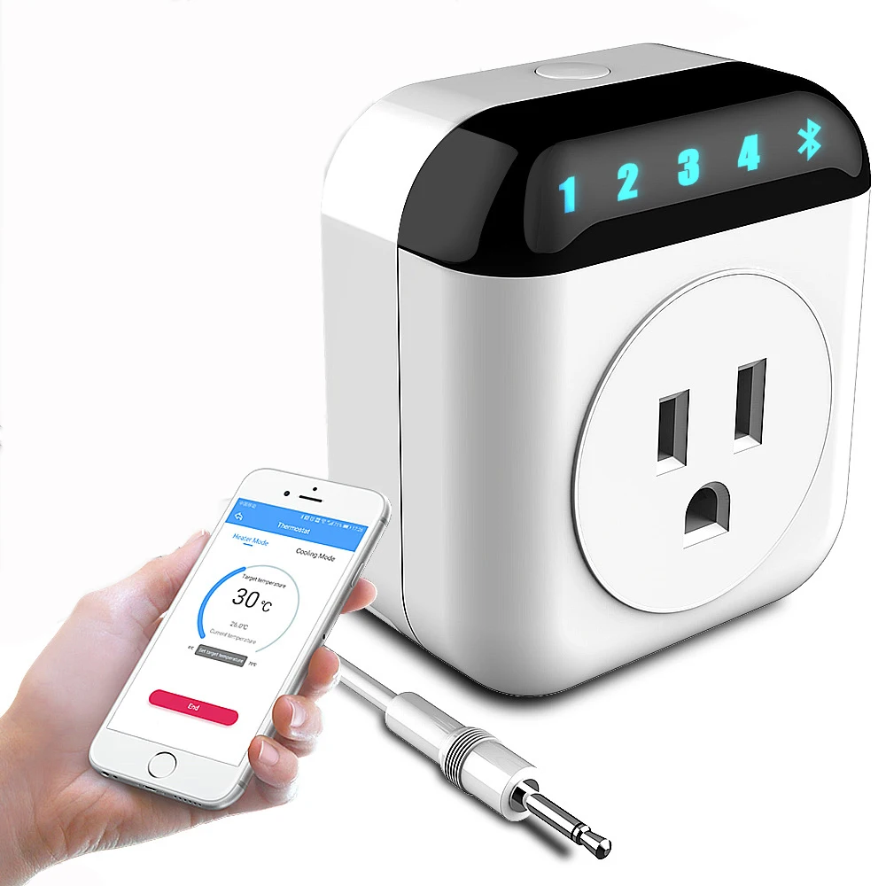 

MTS-700B Smart Intelligent Socket Timer Switch Thermostat Temperature Control Switch Mobile App Control 5 LEDs