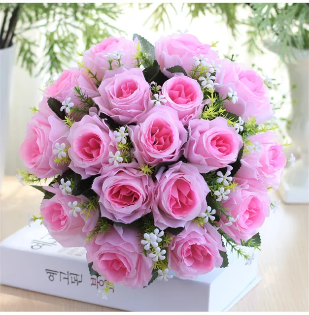 Yo Cho Mini Bouquet Artificial Flower Silk Rose Diy Wedding Bouquet Fake Baby S Breath Girl Pink Rose Wedding Planner Supplies Wedding Bouquets Aliexpress