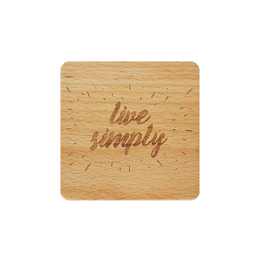 Nordic Letter Wooden Coasters Simple Dinner Table Anti-hot Mat Chic Mini Solid Square Pad Hot Milk Coffee Cup Insulated Plate - Цвет: A