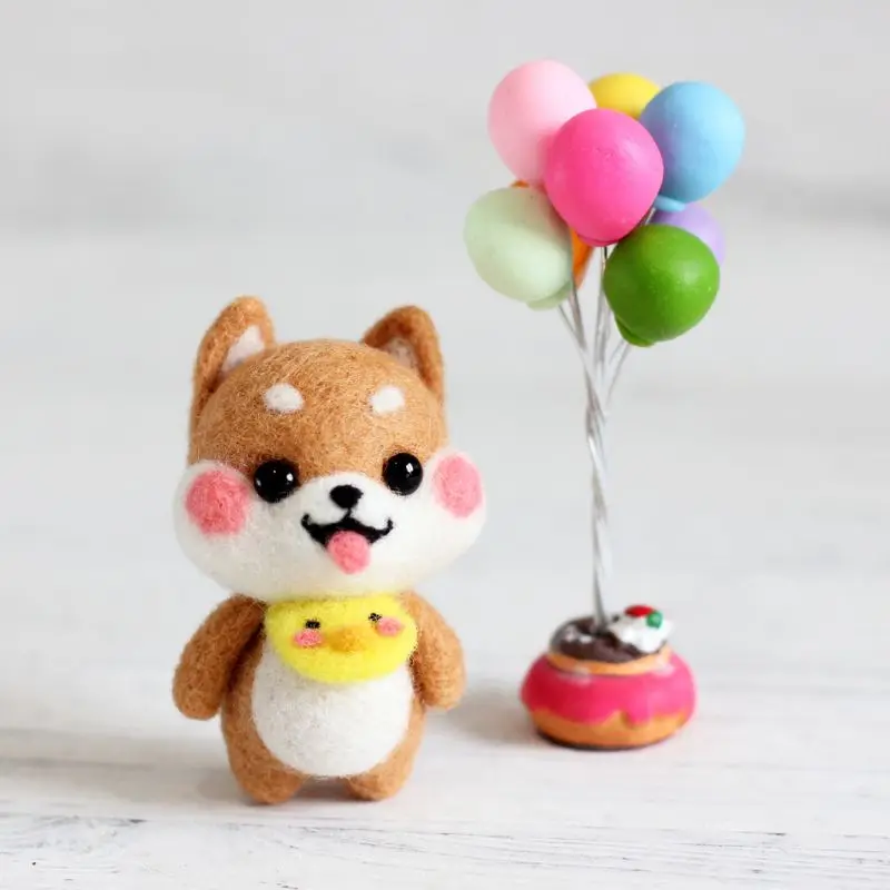 OOTDTY Baby Dog Wool Felt Craft DIY Unfinished Poked Set Handcraft Needle Material Bag