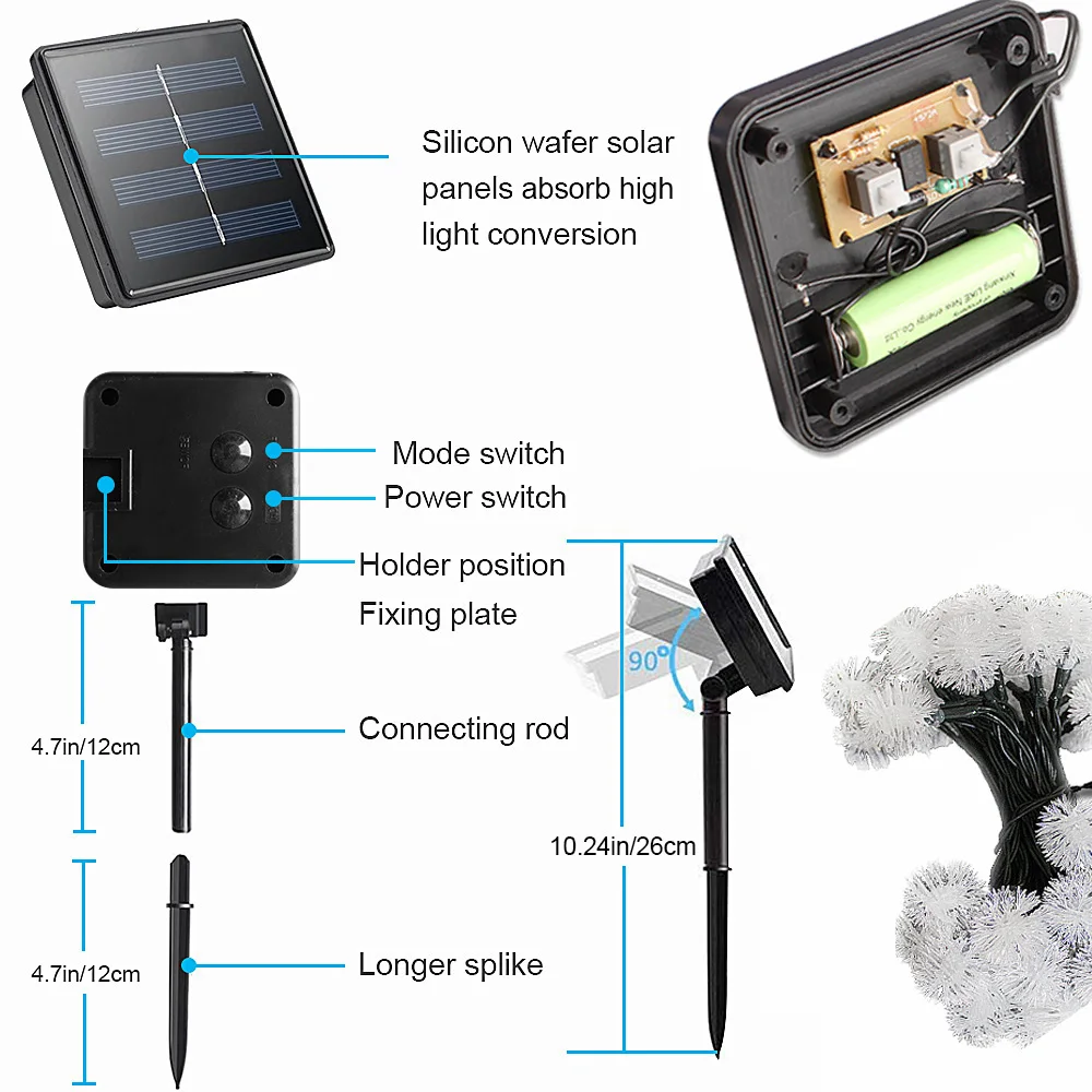 Водонепроницаемый Открытый 5 м 50 светодиодный гирлянда на солнечной батарее гирлянды сказочные светильники, лампа с солнечной батареей для украшения сада газон патио свадебное рождественское освещение