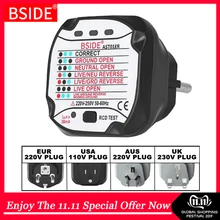 Электрическая розетка тест er BSIDE AST01 EU US UK AU штекер RCD GFCI тест-детектор напряжения в розетке линейный штекер полярность фаза проверка