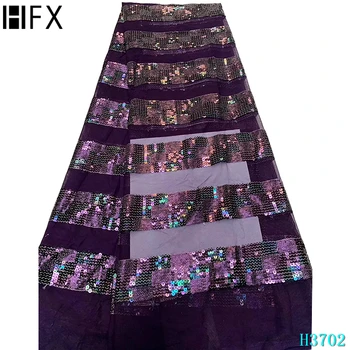 

HFX Latest Sequins Tulle Lace Fabric 2020 High Quality Wedding French Nigerian Lace Fabrics For Bridal Wedding Dress H3702