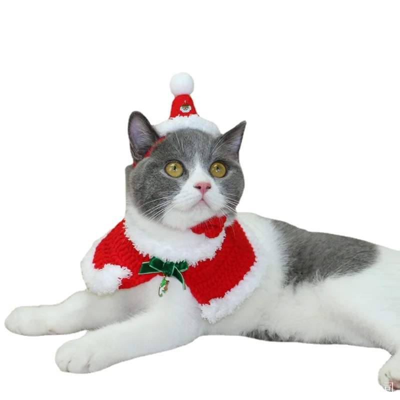 

New Year Pet Christmas Cape Hat CosplayChristmas Costume Clothing Suitable for Small Cats and Dogs Cute Pet Costume