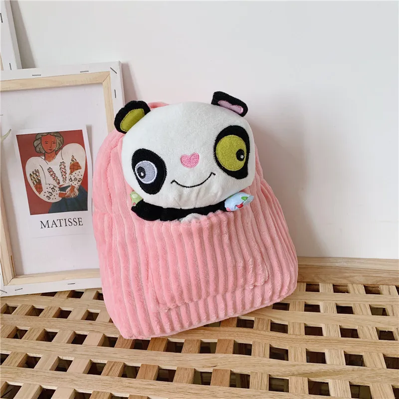panda 26 см новые детские Мультяшные плюшевые рюкзаки для мальчиков и девочек Kawaii игрушки панда кошка кукла в форме обезьяны школьные детские сумки подарки Младенцы милые сумки - Цвет: panda