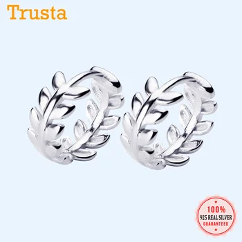 

Trusta Real 925 Sterling Silver Earrings For Women Plant Leaf Small Hoop Earring Wedding Earings Fashion Jewelry Gift DT82