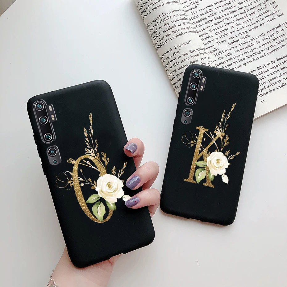Cute Silicone Back Cover with Letters for Xiaomi Mi Note 10 Series