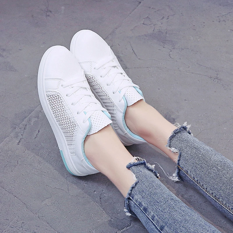 Sneakers Women Breathable Mesh Summer Autumn Women Causal Shoes Fashion White Leather Flat Walking Female Vulcanize Shoes VT1247 (9)