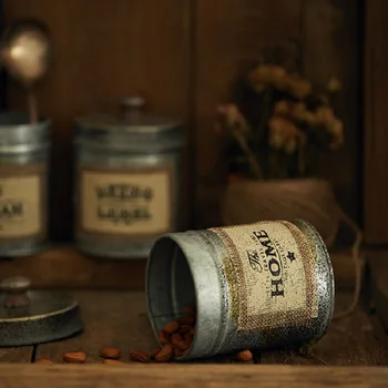 

Organizer Desktop Sundries Box Kitchen Tableware Antique Metal Storage Box Nuts Snack Storage Jar