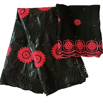 

Black African lace fabrics Fashion Bazin dress embroidery bazin riche getzner with nigerian bazin lace fabric 7 yards set BL290