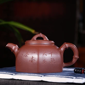 

Yixing undressed ore purple clay handmade bamboo bamboo pavilion six sides pot of 200 ml