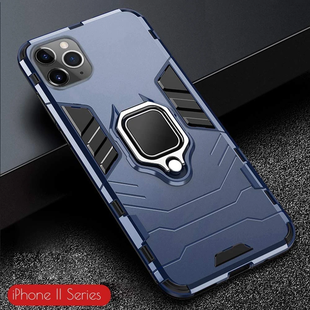 Navy 50 шт. чехол для телефона Apple iPhone 11 Pro Max XS XR X 8 7 6 6S Plus SE 5 5S 360 градусов Поворот кольцевой магнитный держатель Броня чехол - Цвет: Navy