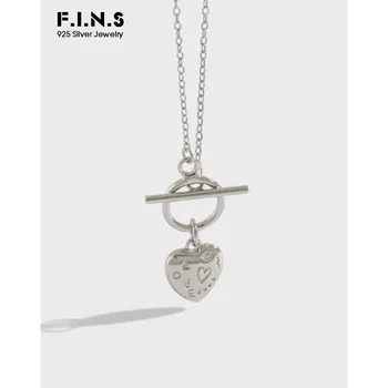 

F.I.N.S Korean Genuine 925 Sterling Silver Necklace Pendant Love Heart-Shaped Necklace 2020 NEW Silver Clavicle Chain Ornaments