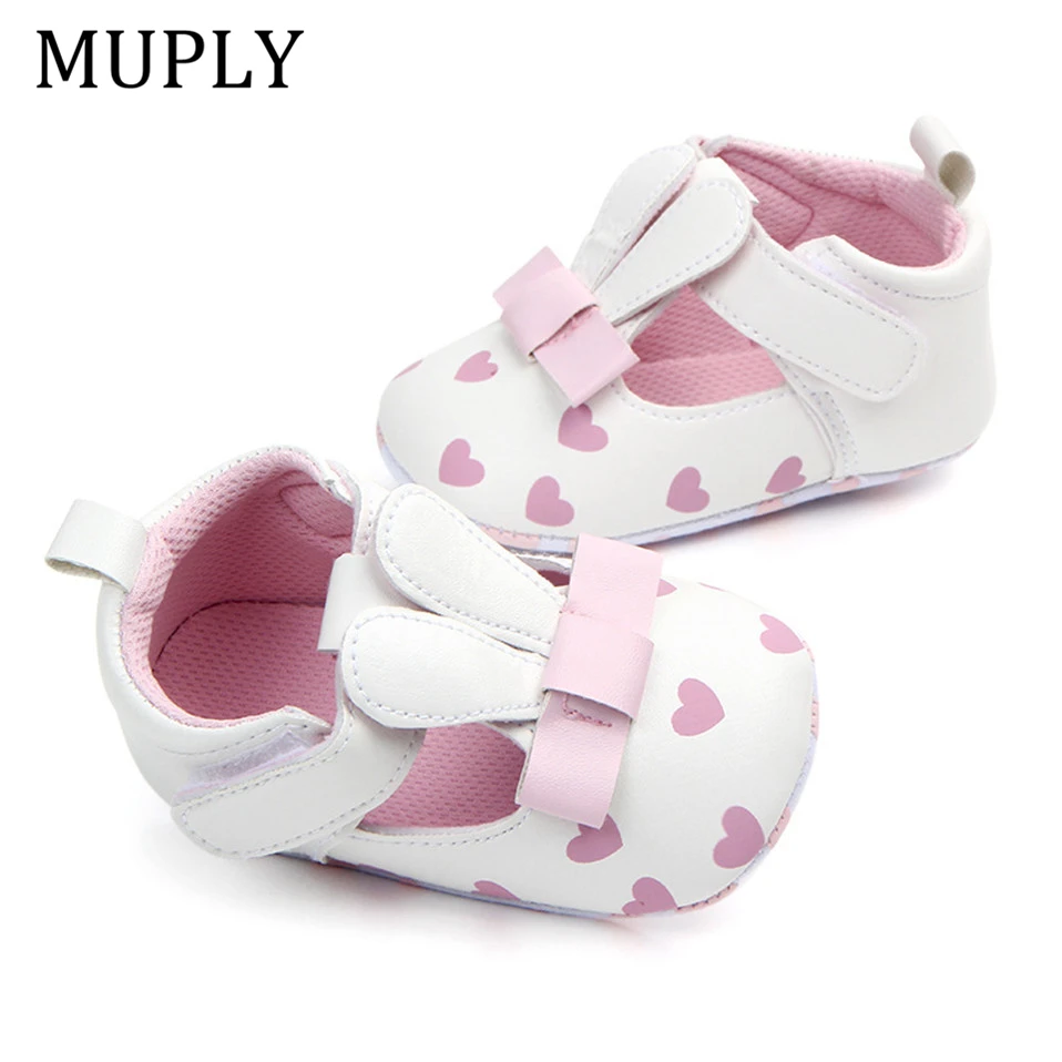 Baby Princess Shoes For Newborn Animal Pattern Infant Print Love Soft Sole Shoes PU Leather Sandal Rabbit Ear For 0-18M