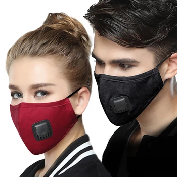 

Korean Fabric mouth face mask PM2.5 Anti Haze/Anti dust Breathing mask With 4pcs Activated Carbon Filter Respirator Black Mask