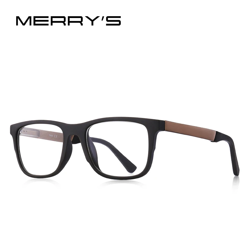Мужские квадратные очки MERRY'S мужские от близорукости, по рецепту модные очки TR90 Свадебная булавка на шпильке ноги S2033 - Цвет оправы: C04 Brown