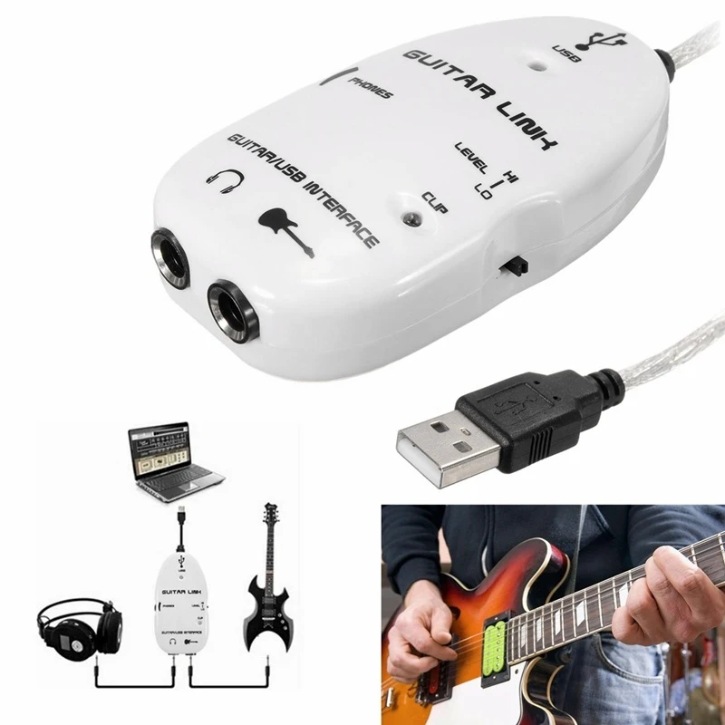 10X оптовая продажа гитарный кабель аудио USB интерфейс Соединительный адаптер для
