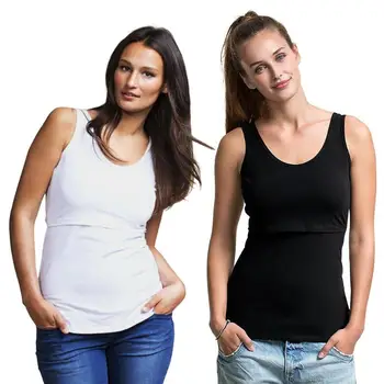 

Cotton Breastfeeding Tanks Women O-Neck Slim Knitting Vest Pullover T-Shirt Female Sleeveless Casual Pregnant Clothes M-XXL
