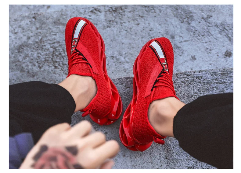 Дизайн, весенние кроссовки Flyknit с красной подушкой и лезвием для бега, мужские спортивные кроссовки высокого качества с полой подошвой, мужские кроссовки Falcon