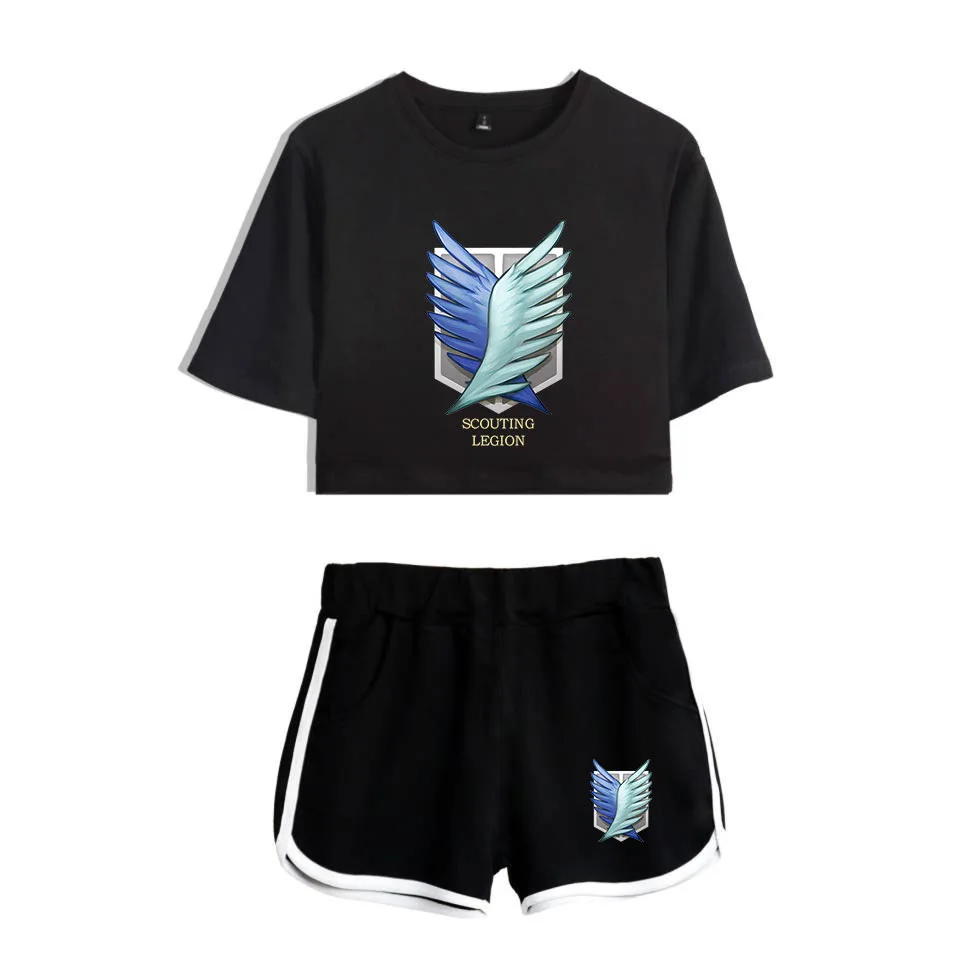 COSREA Attack On Titan Cosplay Costume Survey Corps Logo Short Sleeve Shirt Sport Suits Girls Tees Shorts T Running Sets Women -Zentai shop online Hadada958c05e4109bf8ef9205ab68786e.jpg