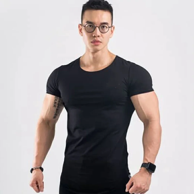 

Мужская спортивная майка для тренажерного зала, фитнеса, футболка с коротким рукавом, мужские быстросохнущие тренировочные футболки для бодибилдинга, топы, футболки для тренировок в тренажерном зале