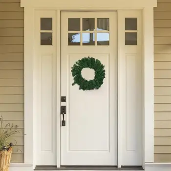 

40CM Christmas Wreath Front Door Hang Garland With Pine Needles For Party Decoration Rattan Wreath