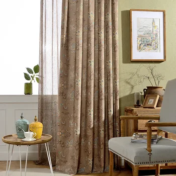 

Factory Direct Curtain Cloth Modern European Idyllic Simple Polyester Cotton Printing Window Curtains for Living Room Bedroom