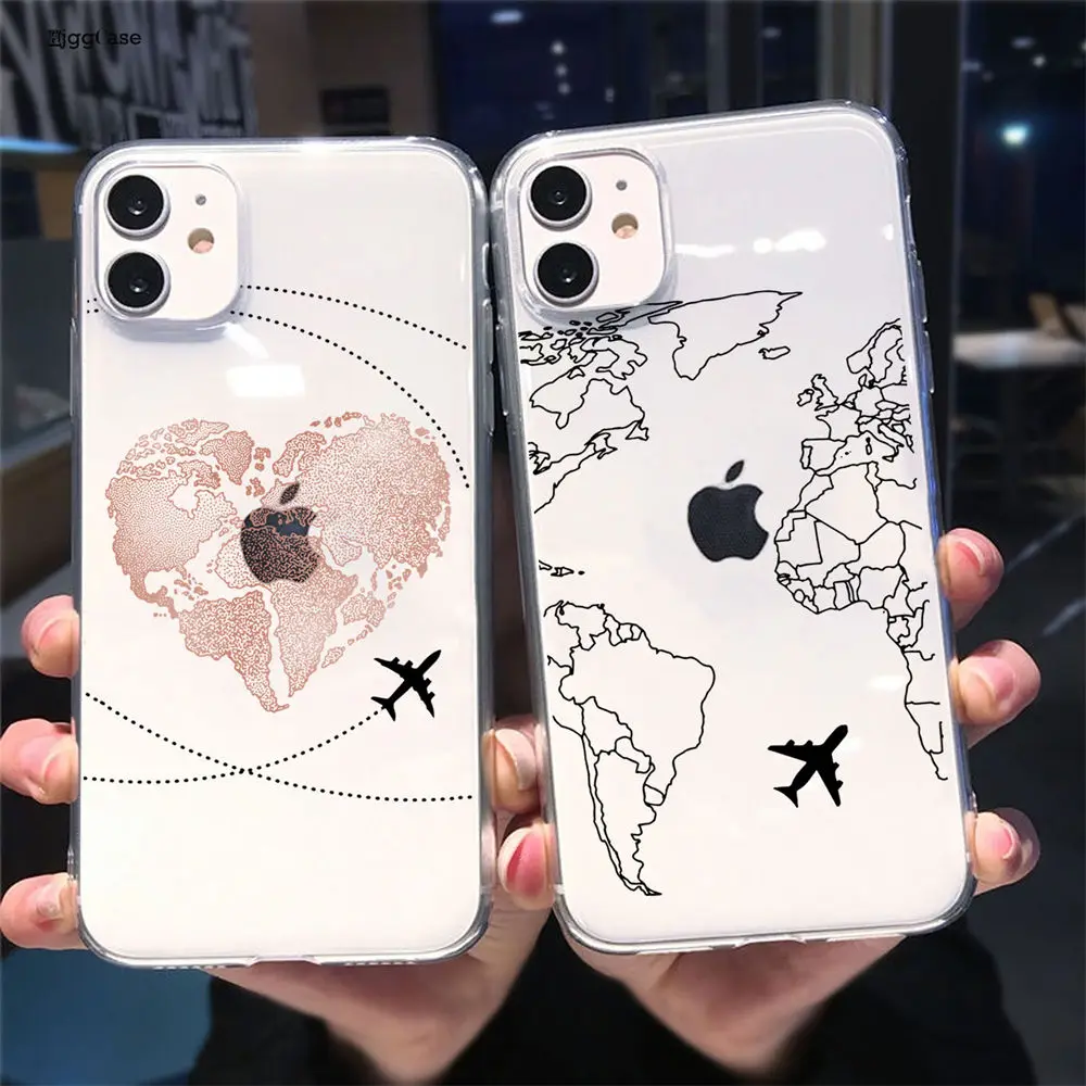 World Map Travel Phone Case For Iphone 12 11 Pro Xr X Xs Max 6s 8 7
