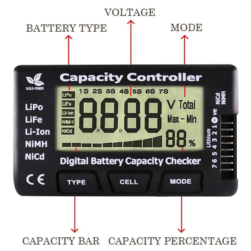 Digital Battery Capacity Tester Checker Controller LCD For NIMH LiPo