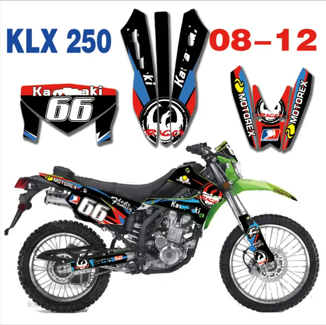 Мотоцикл тела наклейки для Kawasaki KLX250 KLX 250 250KLX 2008 2009 2010 2011 2012 Команда Бесплатные Индивидуальные Переводные картинки