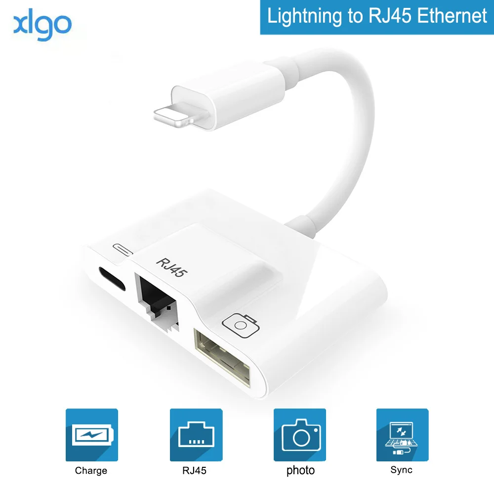 Lightning to RJ45 LAN Wired Gigabit Ethernet 3 in 1 Network Adapter for iPhone iPad Compatiable with USB Camera Adapter//SD Card Reader//USB OTG Adapter High-Speed Transfer 1000Mbps