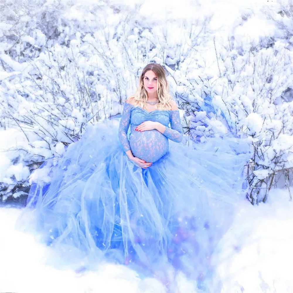 Accesorios de fotografía de maternidad de encaje Sexy, vestido largo para Baby Shower, vestido de fantasía para embarazo, sesión de fotos para mujeres embarazadas, vestido Maxi de malla