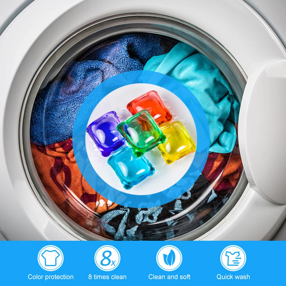 50pcs Laundry Ball Beads Portable Laundry Gel Stains Film Bead Ball Capsules Travel Washing Liquid Pod Cleaner Cleaning Supplies