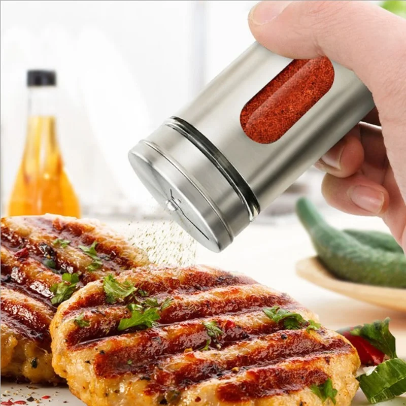 Stainless Steel Spice jars Seasoning Cans rotate cover Salt pepper shakers toothpick condiment storage bottle kitchen spice rack