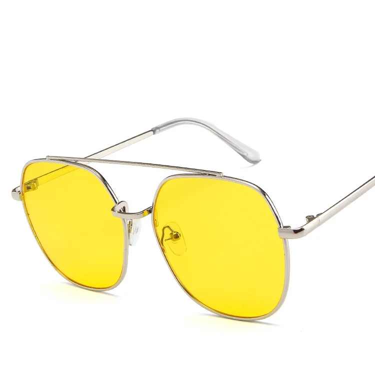 Негабаритное квадратное солнцезащитное стекло es женское винтажное Брендовое дизайнерское розовое солнцезащитное стекло es мужское ретро большое желтое стекло UV400 - Цвет линз: c4yellow