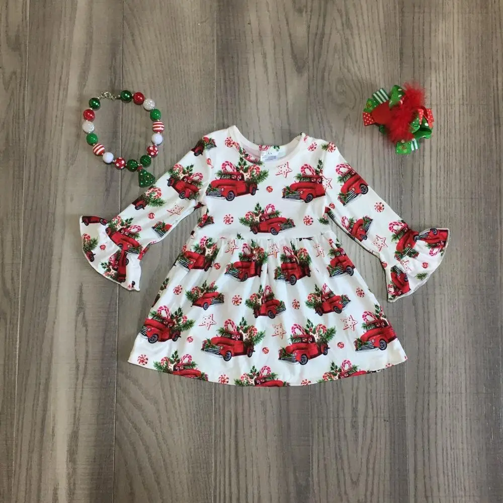 

baby girls christmas dress girls gift car print dress children girls cute dress with accessories