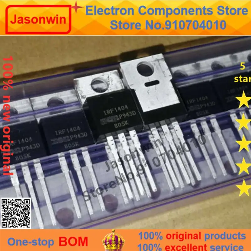 50 unids/lote MOSFET IRF1404PBF 40V202A IRF1404 TO-220 Transistor